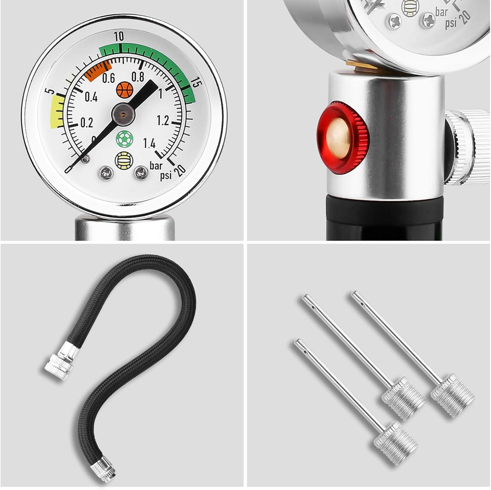 Ball Pump with Pressure Gauge, Eball Sports Ball Air Pump with