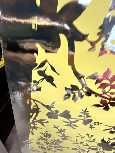 vintage wall paper 70s retro wallpaper yellow rose floral flower silver metallic - Picture 9 of 16