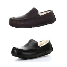 UGG Australia Men's Ascot Slippers Leather Casual Slip-On Moccasins Shoes