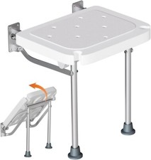 VISLONE Sturdy Wall-Mounted Folding Shower Seat Foldable Chair Elderly Disabled