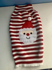 Red White Stripe Santa Claus Dog Sweater Holiday New Size L