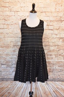 Modcloth Satisfying Style Sweater Dress NWOT L BLack/white tank style A-line Mak