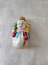 Macy  s Holiday Lane 2 1/4" Snowman Christmas Ornament Molded Glass Decoration