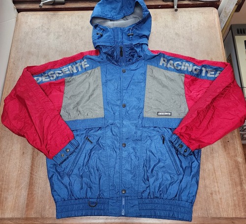 Vintage Descente Racing Team Ski Jacket Coat Red Blue Multi Color Hood Mens XL - Picture 10 of 10