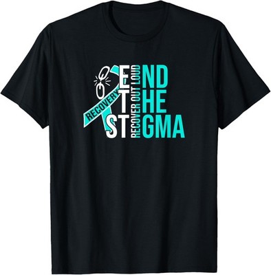 End The Stigma Recover Out Loud AA NA Addiction Recovery T-Shirt