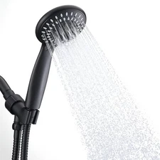 High Pressure Shower Head 5-Settings, Steel Hose, Matte Black