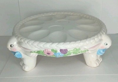 Vintage  Easter Ceramic Deviled Egg Platter 
