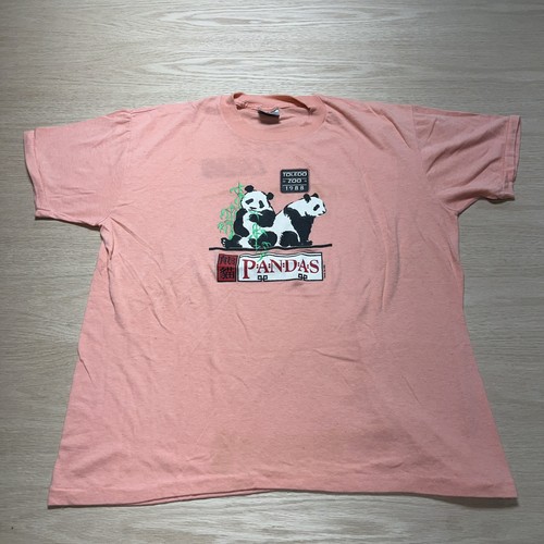 Vintage Toledo Zoo 1988 Pandas T-shirt XL Oneita 50/50 Single Stitch Salmon