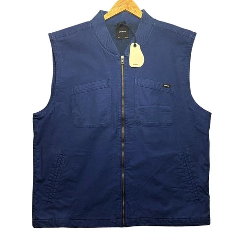 Prana Mens XXL Rock Ridge Vest Blue Standard Fit Full Zip Multi Pocket Cotton - product listing photo