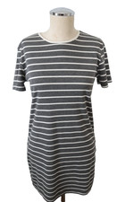 Tobi Small Grey and White Cotton Dress Short Sleeve Mini (49)