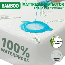 Bamboo Mattress Protector Extra Deep Pocket Breathable Waterproof Mattress Cover