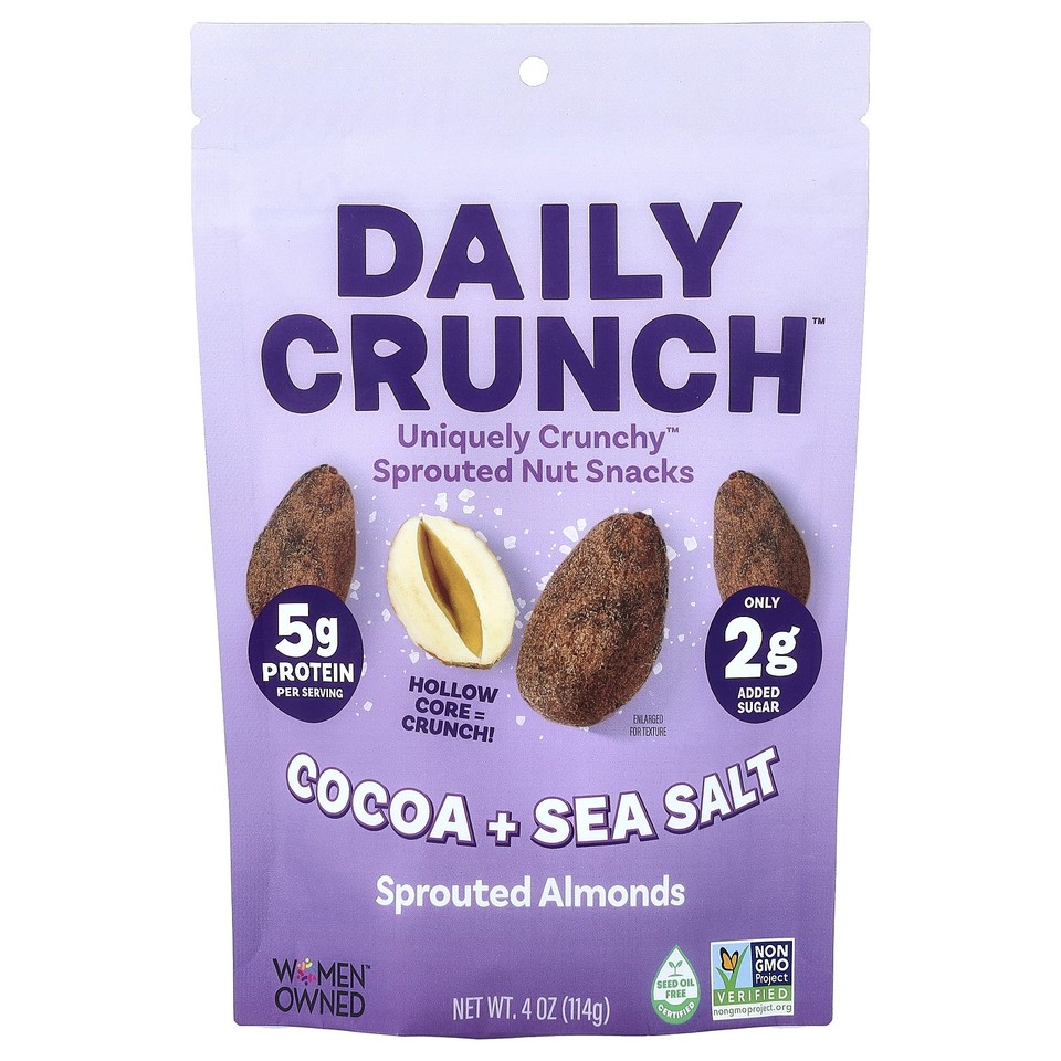 Sprouted Almonds, Cocoa + Sea Salt, 4 oz (114 g)