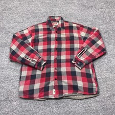 Wrangler Shirt Mens Medium Red Plaid Sherpa Lined Flannel Jacket Long Sleeve