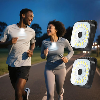 Rechargeable 2-Pack Running Lights - LED Safety Clip-On Flashlights for Night Us