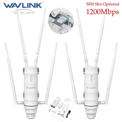 WAVLINK 1200Mbps Outdoor WLAN Extender Long Range Mesh WIFI Router Repeater 4G LTE SIM