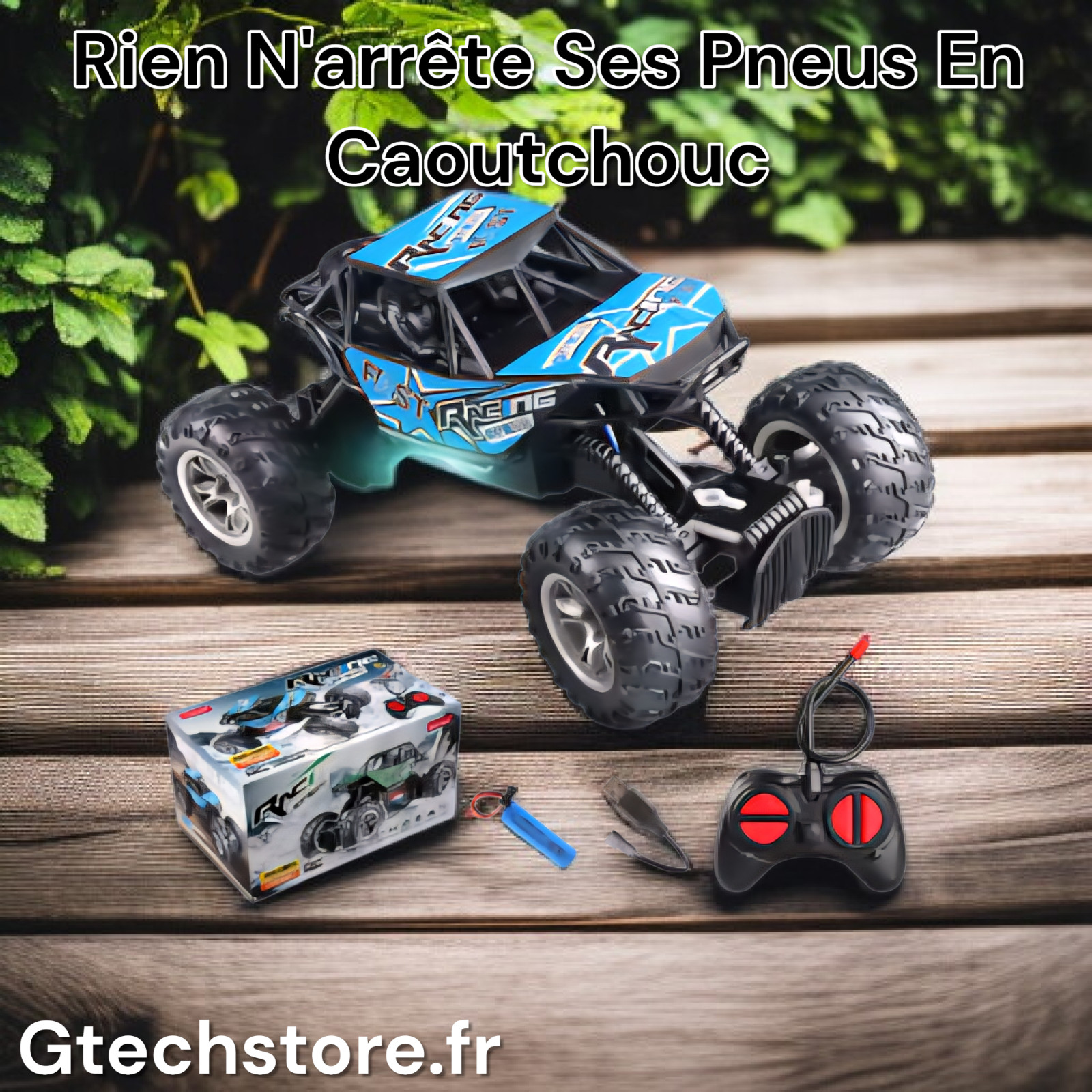 Monster truck télécommandé tout-terrain avec pneus en caoutchouc agrippants