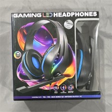 GamePro Gaming LED Headphones Black Blue USB 3.5mm, Built-in Mic, Volume Control