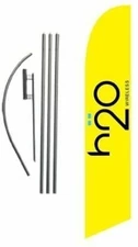 h2o Wireless Advertising Feather Banner Swooper Flag Sign with Flag Pole Kit...