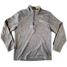Eddie Bauer Mens Medium Blue Heather 1/4 Zip Fleece Pullover Jacket