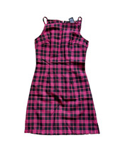 No Boundaries Pink Plaid Tartan Mini Dress S Juniors 3/5 Y2K Clueless 90s 2000s