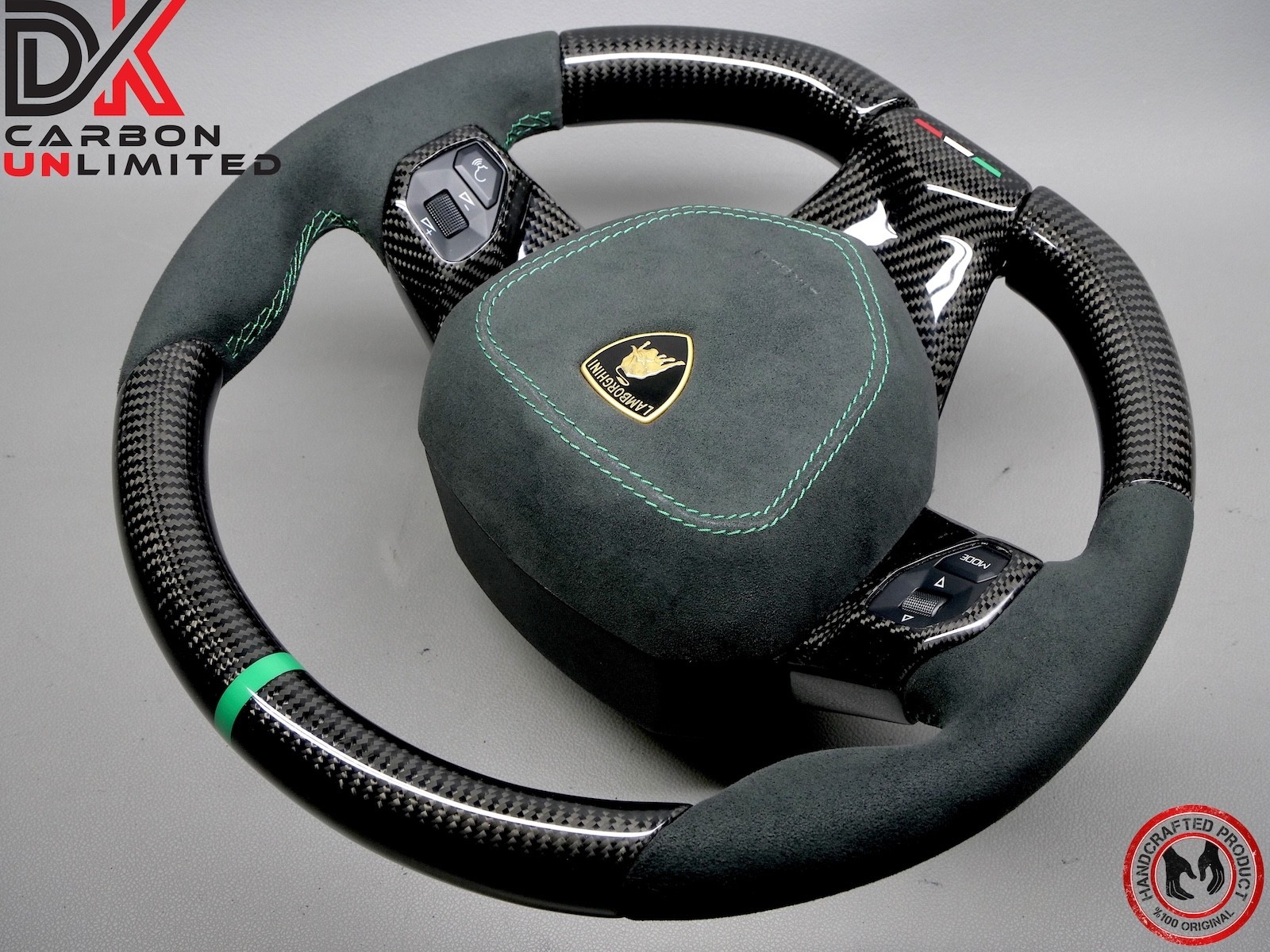 Lamborghini Aventador LP700 LP750 Green Ring Alcantara Carbon Steering Wheel v4