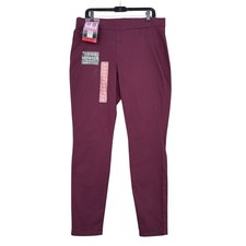 Nine West Heidi Pull-On Skinny Pants Womens 14 Cotton Burgundy Yoga Stretch