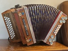 German Hessmuhler 3 Row Diatonic Button Box Accordion Steirische Harmonika GCF