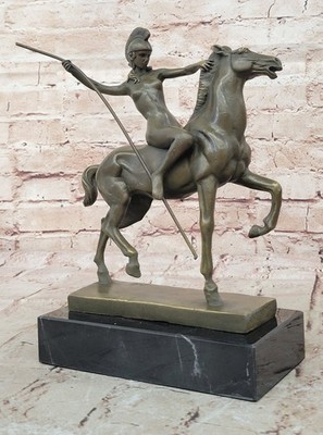 Signed Amazon Girl with Horse Bronze Statue Sculpture Art Deco Figure Gift Deal