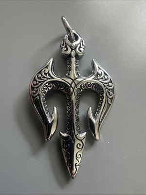 Trident Anchor Motif Viking Double Sided Pendant Stainless Steel 24  Chain Gift