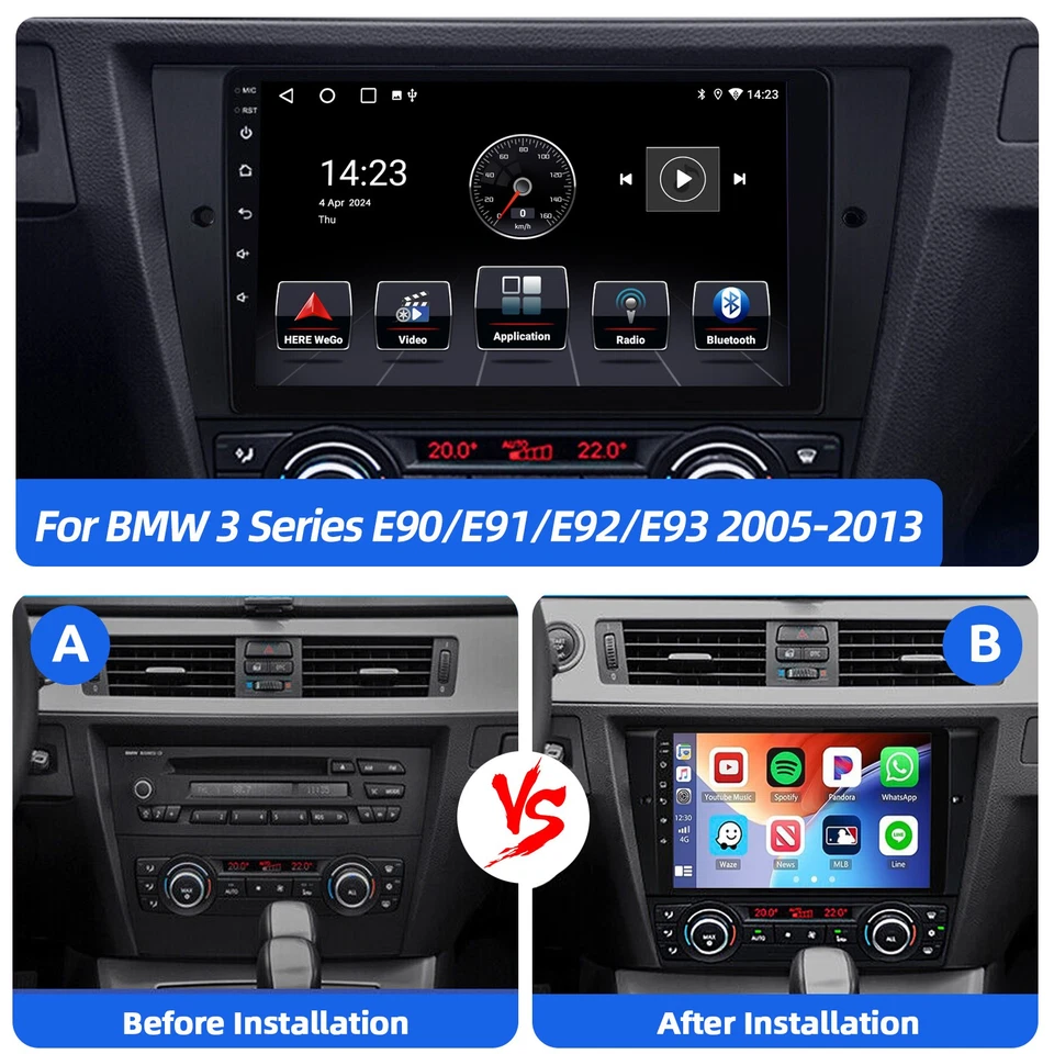 Carplay Para BMW 3 E90 M3 328i 335i Android 14 Coche GPS Estéreo Radio Bluetooth Cámara Foto 4 de 4