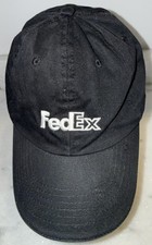Vintage FedEx Monochrome Logo Black Strapback Hat Cap