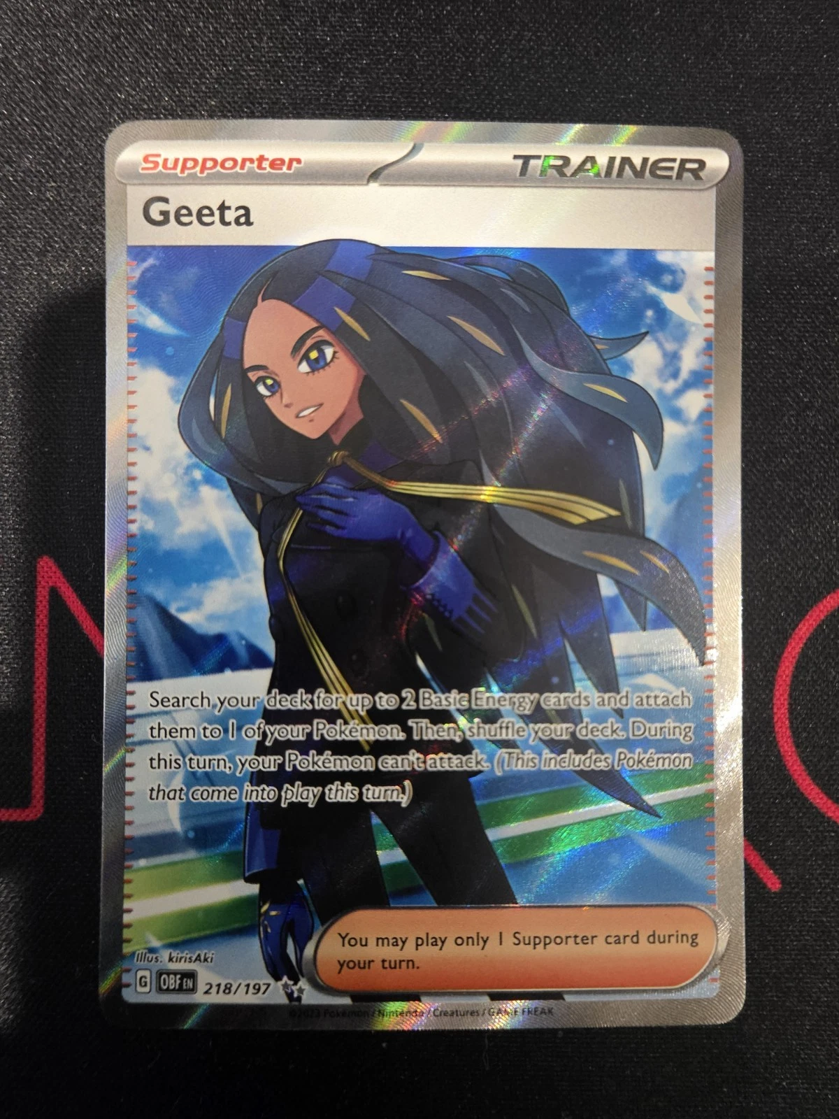 Pokemon TCG: Geeta 218/197 Full Art Trainer Rare Obsidian Flames NM