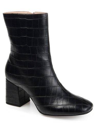 JOURNEE COLLECTION Womens Black Crocodile Trevi Square Toe Block Heel Booties 8 - Picture 5 of 11