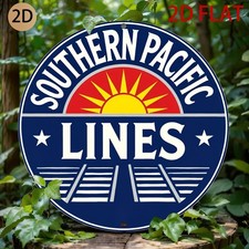 Vintage Southern Pacific Lines Railway Tin Metal Signs Home D cor 8x8