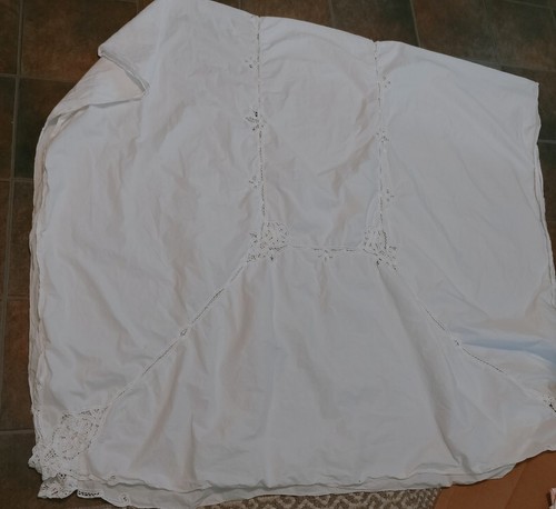 Vintage Floral Eyelet Lace Tablecloth Cottage Core 60 X 112 (Approx) White Boho - Picture 10 of 13