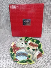Fitz & Floyd Essentials Kristmas Kitty & Ornament Canapé Decor Plate-9” w/Box
