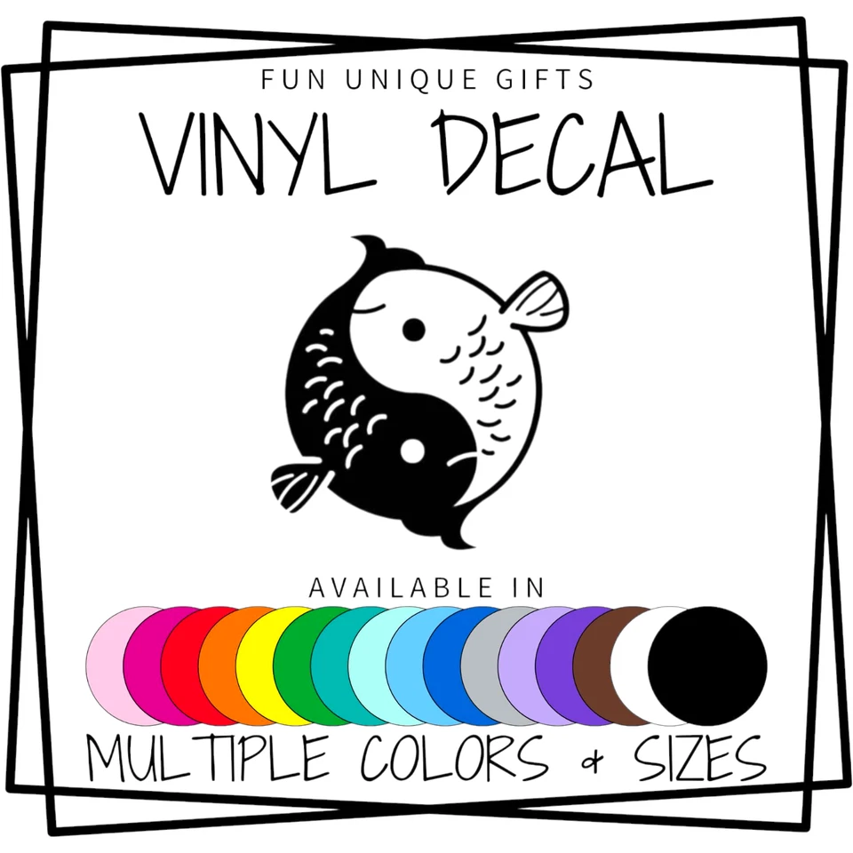 Calcomanía adhesiva de vinilo para peces Yin Yang - varios colores y tamaños - ¡ENVÍO GRATUITO! Foto 2 de 4