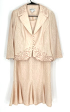 Danny & Nicole Womens 8 Jacket Dress Pink Wedding Party Fluted Hem Emboirdered