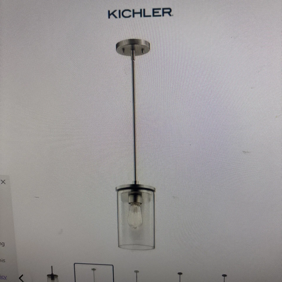 KICHLER Single Pendant Light 43060OZ Olde Bronze Clear Seedy Glass HH 22 - Image 2 of 4