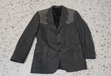New Pendleton Wool Blazer Western Elbow Patches Gray Black Shooter Jacket 44 L