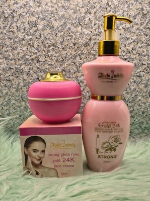 Abebi White Gold 24K Glutathione Rose Strong Day Treatment Face Cream & lotion 