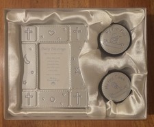   New Baby Blessings  Keepsake 3 Piece Gift Set-First Tooth,Curl Box and Frame