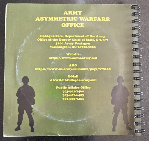 US Army Asymmetric Warfare Office Illustrated Brochure And CD Rom - Excellent - Picture 5 of 6