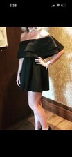 Womens Size 10 Off Shoulder black Frilled Mini Skater Dress ASOS