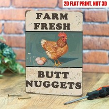 Vintage Farm Fresh Chicken Sign Butt Nuggets Humor Decor for Country Kitchen/Bar