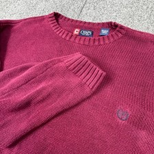 VTG Chaps Mens XXL Burgundy Maroon 100 Cotton Shaker Knit Crewneck Sweater Logo