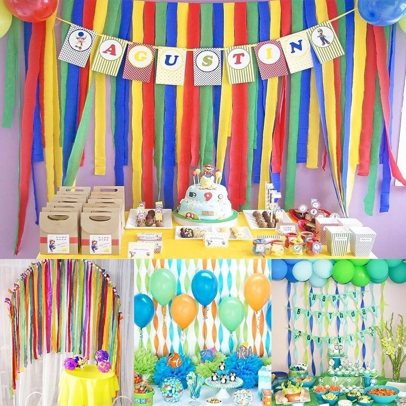 Serpentinas de papel crepé decoraciones de fiesta hágalo usted mismo manualidades cumpleaños baby shower eventos Foto 4 de 4