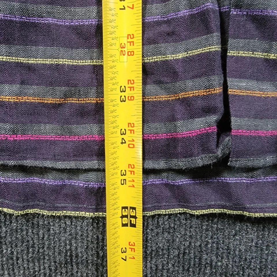 Ike Behar New York Linen Poly Striped Button Front Shirt Purple Multi Color XL - Image 4 of 4