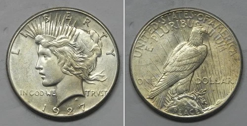 X7382  1927 Peace Dollar, AU+++/BU