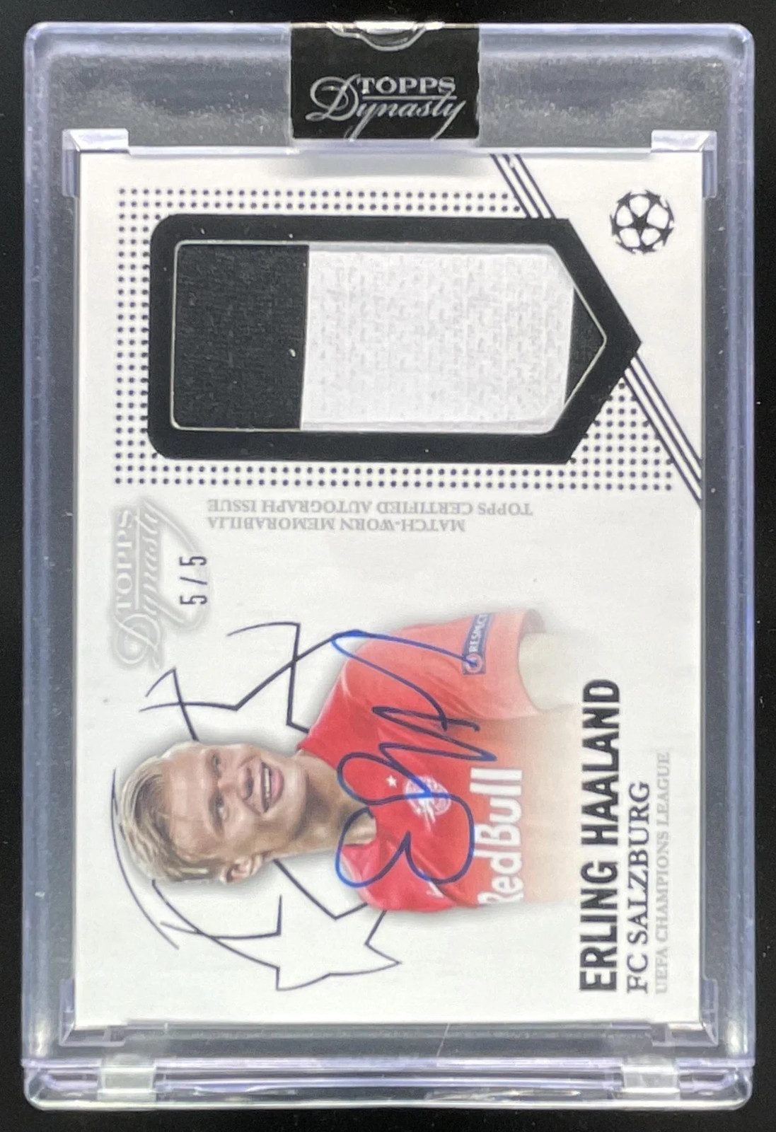 2022-23 Topps Dynasty UEFA Champions Patch Black #AP-EH8 Erling Haaland Auto /5